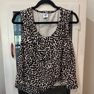 CAbi Women's Black and White Animal Print Tank Top